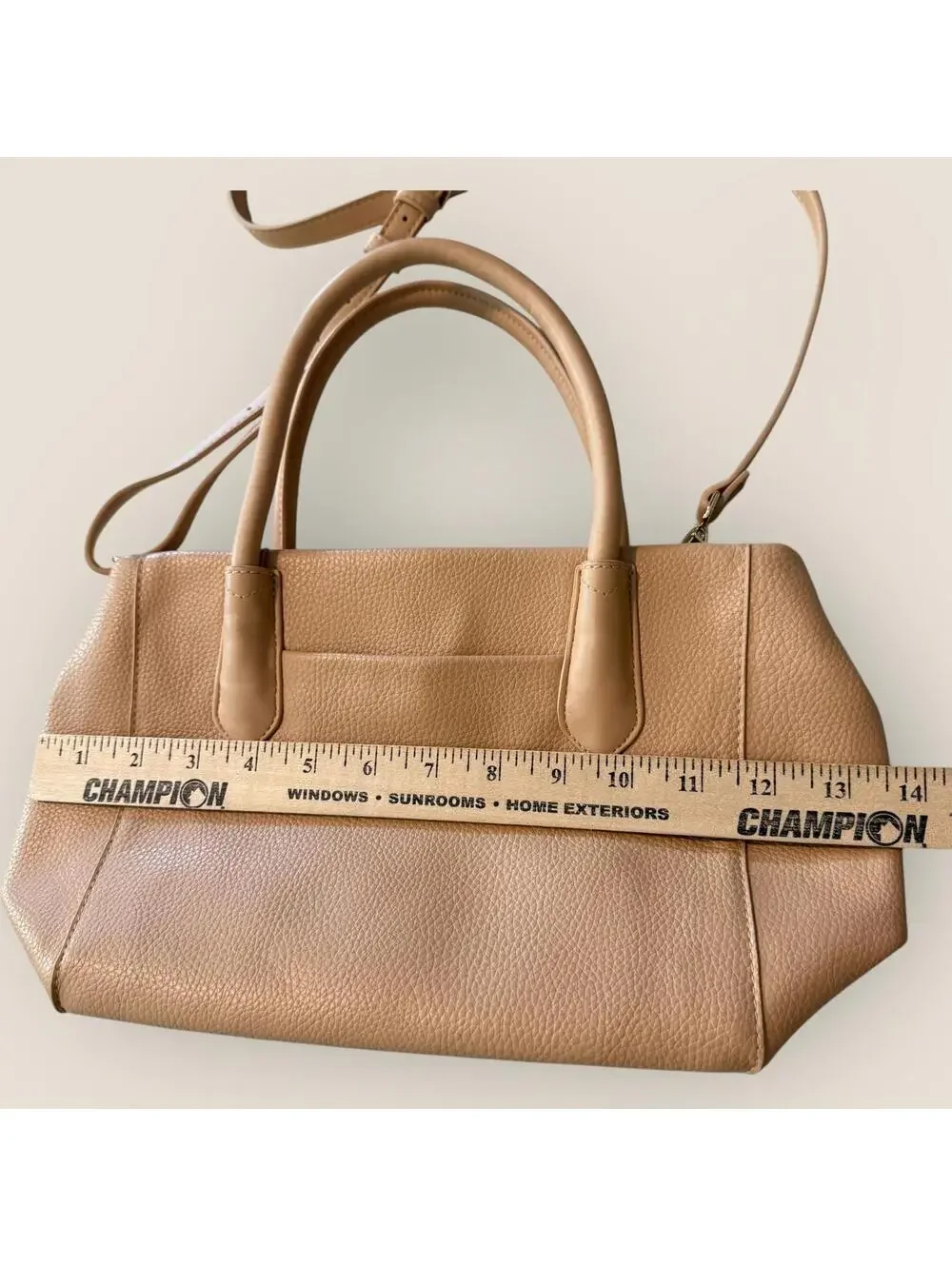 A New Day Tan Faux  Leather Women's Shoulder Bag Satchel